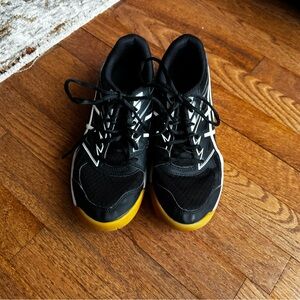 Asics Black and Gold Athletic Shoes with Breathable Mesh